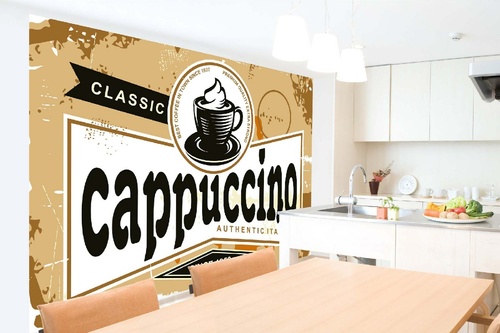 Vlies Fototapete - Cappuccino Vintage Plakat 375 x 250 cm